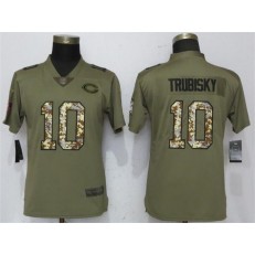 Women Nike Chicago Bears #10 Mitchell Trubisky Olive Camo Salute To Service Limited NFL Jersey