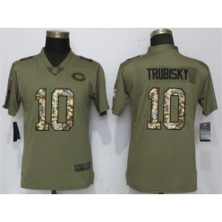 Women Nike Chicago Bears #10 Mitchell Trubisky Olive Camo Salute To Service Limited NFL Jersey