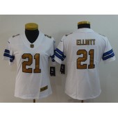 Women Nike Dallas Cowboys #21 Ezkiel Elliott White Gold Vapor Untouchable Limited NFL Jersey