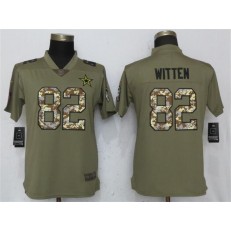 Women Nike Dallas Cowboys #82 Jason Witten Olive Camo Salute To Service Limited NFL Jersey