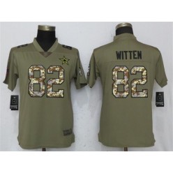 Women Nike Dallas Cowboys #82 Jason Witten Olive Camo Salute To Service Limited NFL Jersey