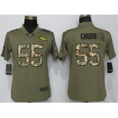 Women Nike Denver Broncos #55 Bradley Chubb Olive Camo Salute To Service Limited NFL Jersey