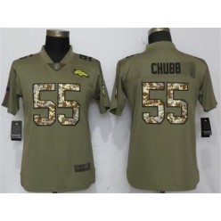 Women Nike Denver Broncos #55 Bradley Chubb Olive Camo Salute To Service Limited NFL Jersey