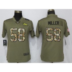 Women Nike Denver Broncos #58 Von Miller Olive Camo Salute To Service Limited NFL Jersey