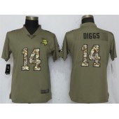 Women Nike Minnesota Vikings #14 Stefon Diggs Olive Camo Salute To Service Limited NFL Jersey