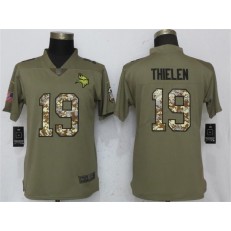 Women Nike Minnesota Vikings #19 Adam Thielen Olive Camo Salute To Service Limited NFL Jersey