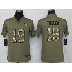 Women Nike Minnesota Vikings #19 Adam Thielen Olive Camo Salute To Service Limited NFL Jersey