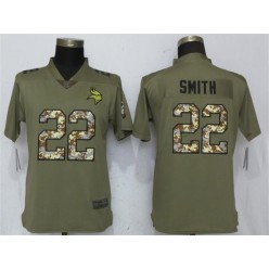 Women Nike Minnesota Vikings #22 Harrison Smith Olive Camo Salute To Service Limited NFL Jersey