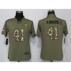 Women Nike New Orleans Saints #41 Alvin Kamara Olive Camo Salute To Service Limited NFL Jersey
