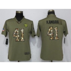 Women Nike New Orleans Saints #41 Alvin Kamara Olive Camo Salute To Service Limited NFL Jersey