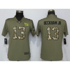 Women Nike New York Giants #13 Odell Beckham Jr Olive Camo Salute To Service Limited NFL Jersey