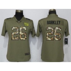 Women Nike New York Giants #26 Saquon Barkley Olive Camo Salute To Service Limited NFL Jersey