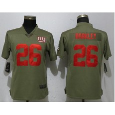 Women Nike New York Giants #26 Saquon Barkley Olive Salute To Service Limited NFL Jersey
