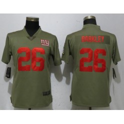 Women Nike New York Giants #26 Saquon Barkley Olive Salute To Service Limited NFL Jersey