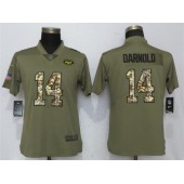 Women Nike New York Jets #14 Sam Darnold Olive Camo Salute To Service Limited NFL Jersey