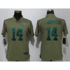 Women Nike New York Jets #14 Sam Darnold Olive Salute To Service Limited NFL Jersey