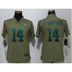 Women Nike New York Jets #14 Sam Darnold Olive Salute To Service Limited NFL Jersey