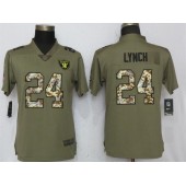 Women Nike Oakland Raiders #24 Marshawn Lynch Olive Camo Salute To Service Limited NFL Jersey