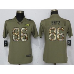 Women Nike Philadelphia Eagles #86 Zach Ertz Olive Camo Salute To Service Limited NFL Jersey