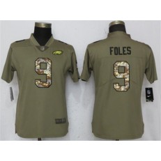 Women Nike Philadelphia Eagles #9 Nick Foles Olive Camo Salute To Service Limited NFL Jersey