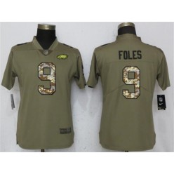 Women Nike Philadelphia Eagles #9 Nick Foles Olive Camo Salute To Service Limited NFL Jersey