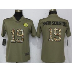 Women Nike Pittsburgh Steelers #19 JuJu Smith-Schuster Olive Camo Salute To Service Limited NFL Jersey