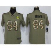 Women Nike Pittsburgh Steelers #84 Antonio Brown Olive Camo Salute To Service Limited NFL Jersey