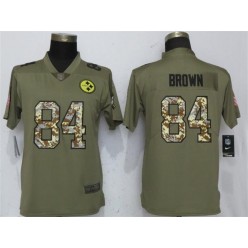 Women Nike Pittsburgh Steelers #84 Antonio Brown Olive Camo Salute To Service Limited NFL Jersey