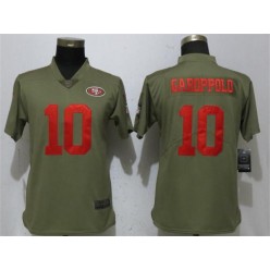 Women Nike San Francisco 49ers Jimmy Garoppolo Olive Salute To Service Limited NFL Jersey