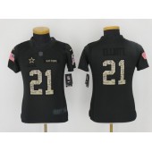 Youth Nike Dallas Cowboys #21 Ezekiel Elliott Anthracite Salute to Service Limited NFL Jersey