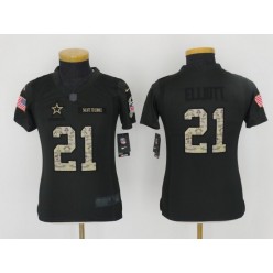 Youth Nike Dallas Cowboys #21 Ezekiel Elliott Anthracite Salute to Service Limited NFL Jersey