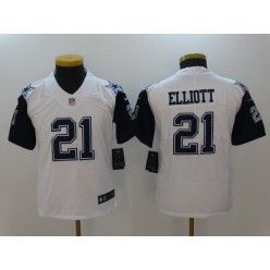 Youth Nike Dallas Cowboys #21 Ezekiel Elliott White Color Rush Limited NFL Jersey