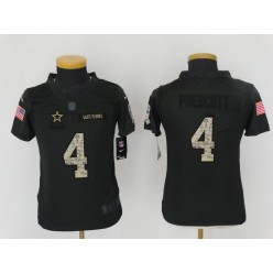 Youth Nike Dallas Cowboys #4 Dak Prescott Anthracite Salute to Service Limited NFL Jersey