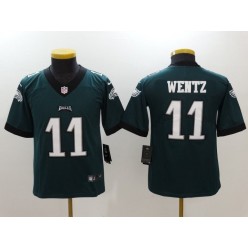 Youth Nike Philadelphia Eagles #11 Carson Wentz Green Vapor Untouchable Limited NFL Jersey