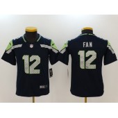 Youth Nike Seattle Seahawks #12 Fan Navy Vapor Untouchable Limited NFL Jersey