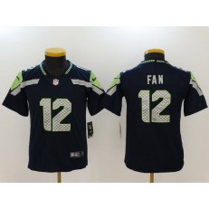 Youth Nike Seattle Seahawks #12 Fan Navy Vapor Untouchable Limited NFL Jersey