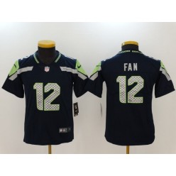 Youth Nike Seattle Seahawks #12 Fan Navy Vapor Untouchable Limited NFL Jersey