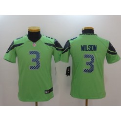 Youth Nike Seattle Seahawks #3 Russell Wilson Green Color Rush Limited NFL Jersey