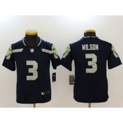 Youth Nike Seattle Seahawks #3 Russell Wilson Navy Vapor Untouchable Limited NFL Jersey