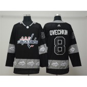 Washington Capitals #8 Alex Ovechkin Black Team Logos Fashion Adidas NHL Men Jersey