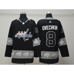 Washington Capitals #8 Alex Ovechkin Black Team Logos Fashion Adidas NHL Men Jersey