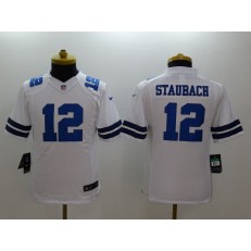 Youth Nike Dallas Cowboys #12 Staubach White Limited Jersey