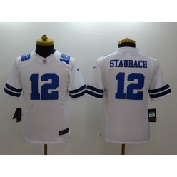 Youth Nike Dallas Cowboys #12 Staubach White Limited Jersey