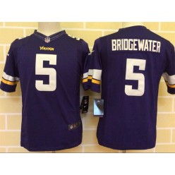 Youth Nike Minnesota Vikings #5 Teddy Bridgewater Purple Limited Jersey