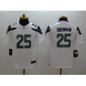 Youth Nike Seattle Seahawks #25 Sherman White Limited Jersey