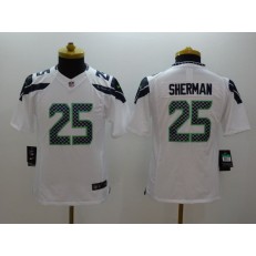 Youth Nike Seattle Seahawks #25 Sherman White Limited Jersey