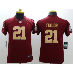 Youth Nike Washington Redskins #21 Taylor Red Golden Number Limited Jersey