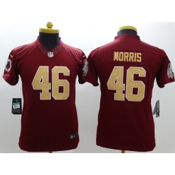 Youth Nike Washington Redskins #46 Morris Red Golden Number Limited Jersey