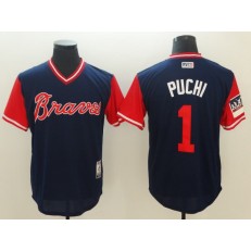 Atlanta Braves 1 Ozzie Albies Puchi Navy 2018 Players' Weekend Authentic Team Jersey