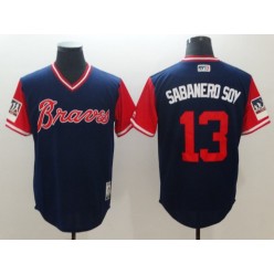 Atlanta Braves 13 Ronald Acuna Jr. Sabanero Soy Navy 2018 Players' Weekend Authentic Team Jersey